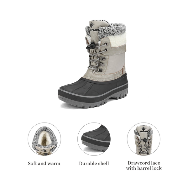 Insulated Snow Kids Waterproof Boots - LT GREY - 3